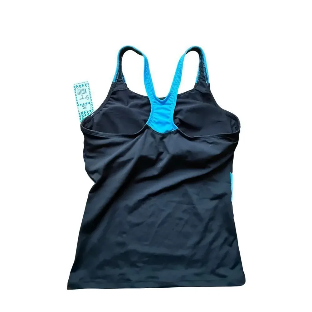 Finz Girls Black Rackerback Surf Swim Tank Size 14 NWT Beach Pool Surfing Vacay